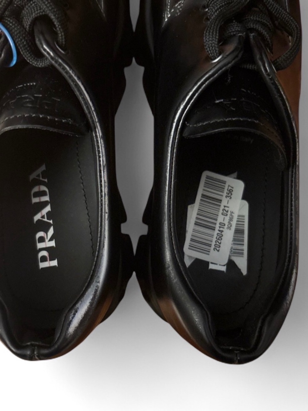 Prada Men's Black Leather Chunky Derby Shoes - Picture 8 of 8